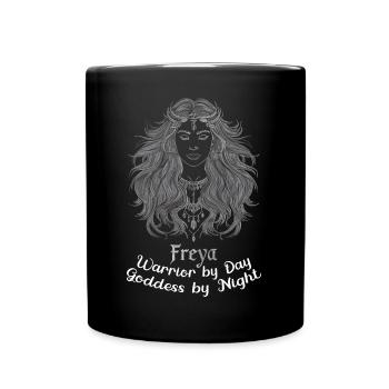 Mystische nordische Göttin Freya Illustration - Tasse einfarbig - Schwarz - Vorne