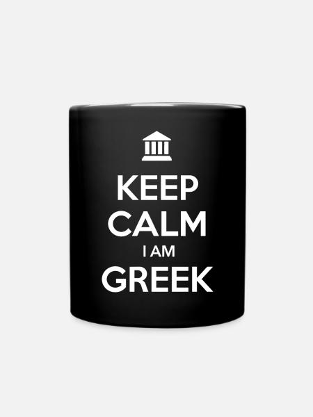 KEEP CALM I AM GREEK Greece Griechenland - Full Colour Mug - black