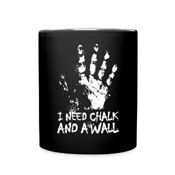 Chalk klettern boulder Hand Wand Sprüche Symbol - Tasse einfarbig - Schwarz - Vorne