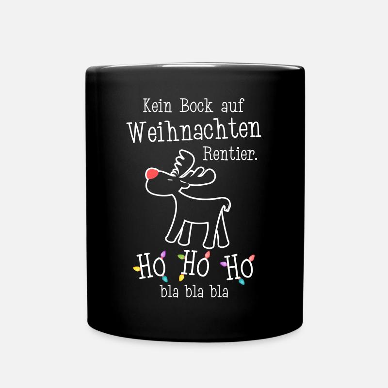 Kein Bock auf Weihnachten Rentier Ho Ho Ho - Tasse einfarbig - Schwarz