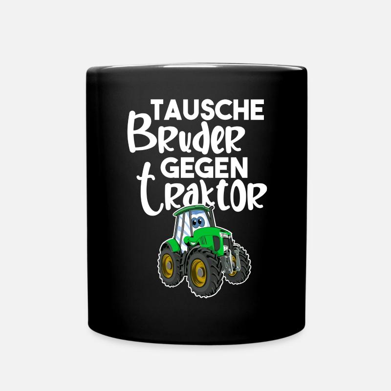 Tausche Bruder Gegen Traktor - Tasse einfarbig - Schwarz