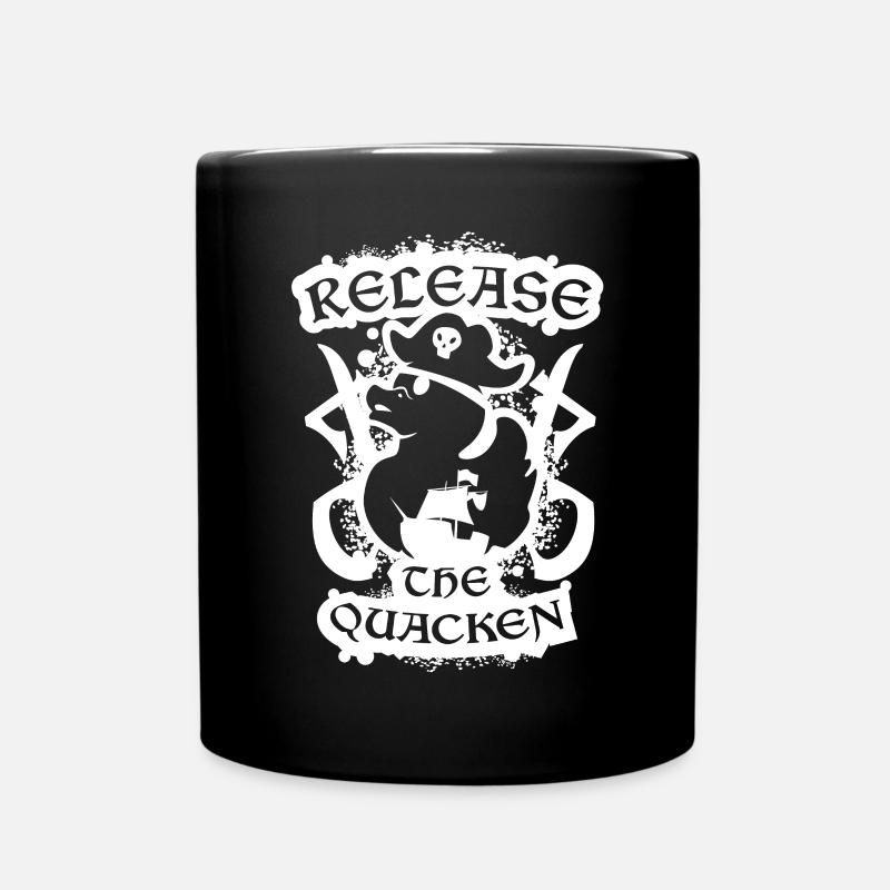 Release The Quacken Funny Pirate Duck - Full Colour Mug - black