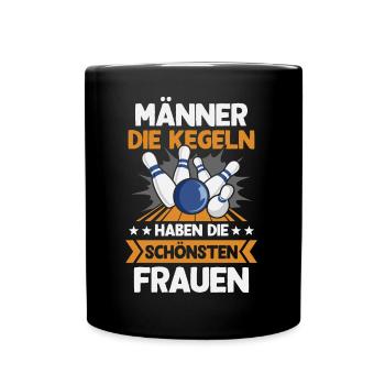 Kegeln Kegler Kegel Männer Kegelbahn Kegeltour - Tasse einfarbig - Schwarz - Vorne