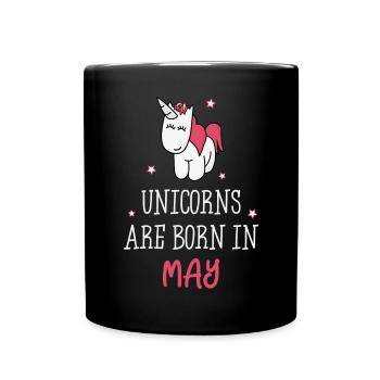 Unicorns are born in May - Tasse einfarbig - Schwarz - Vorne