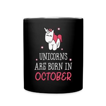 Unicorns are born in October - Tasse einfarbig - Schwarz - Vorne