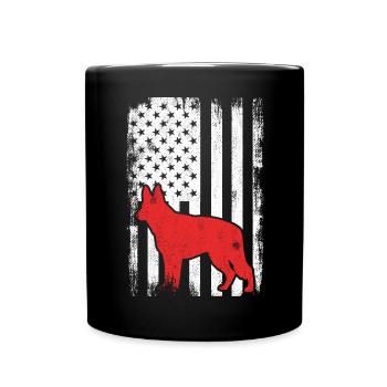 4. Juli USA Schäferhund - Tasse einfarbig - Schwarz - Vorne