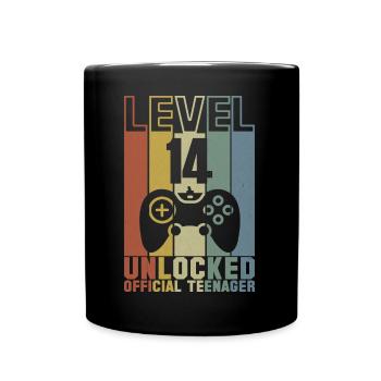 LEVEL 14 FREIGESCHALTET 14. GEBURTSTAG GESCHENK - Tasse einfarbig - Schwarz - Vorne