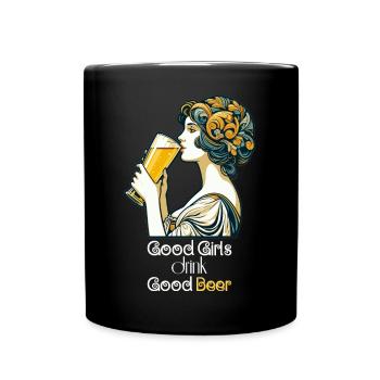 Bonne fille boire bonne bière cadeau - Mug uni - noir - Devant