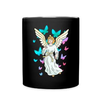 celestial spring butterflies nature angel - Full Colour Mug - black - Front