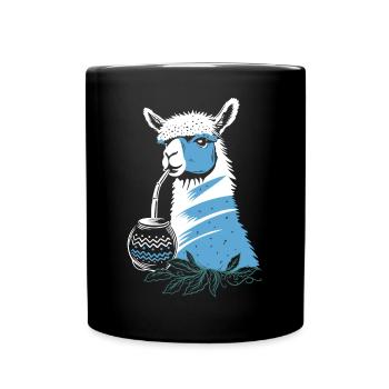 Yerba Mate Alpaka genießt Mate Tee - Tasse einfarbig - Schwarz - Vorne