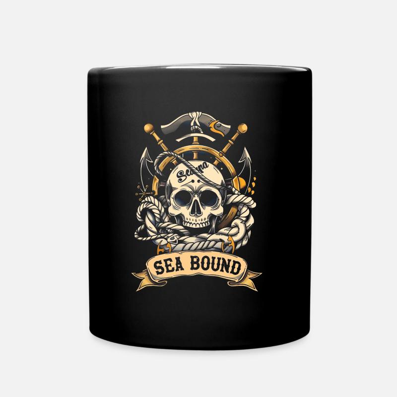 Crâne marin vintage, Sea Bound - Mug uni - noir