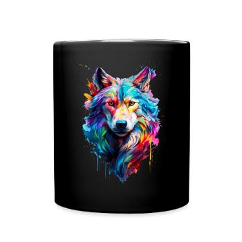 Afrikanischer Wildhund - Tasse einfarbig - Schwarz - Vorne