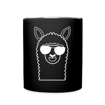Lama avec lunettes de soleil - Mug uni - noir - Devant