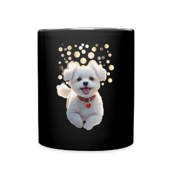 Drôle de petit chiot qui saute vers vous - Mug uni - noir - Devant