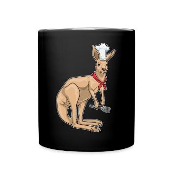 Känguru Koch Pfannenwender Kochen - Tasse einfarbig - Schwarz - Vorne
