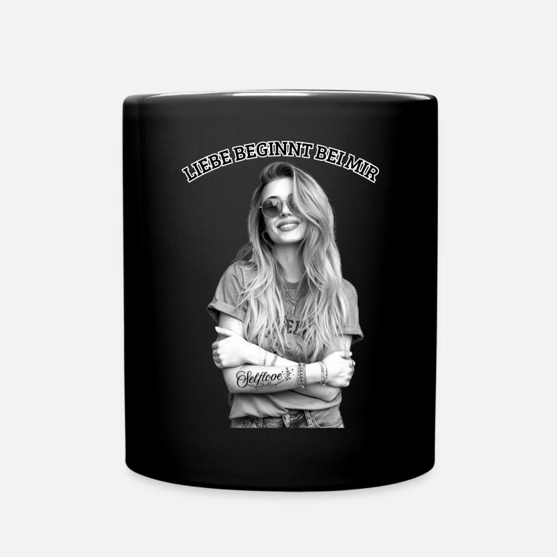 Liebe beginnt bei mir - Tasse einfarbig - Schwarz