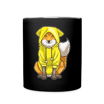 Fuchs Winter Hoodie - Tasse einfarbig - Schwarz - Vorne