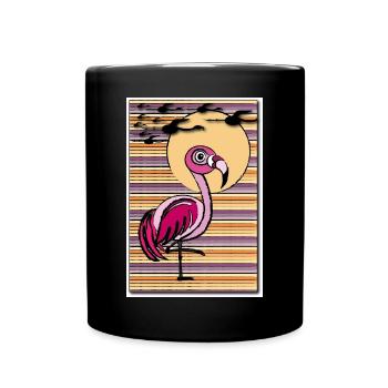 Flamingo in the sunset - Tasse einfarbig - Schwarz - Vorne