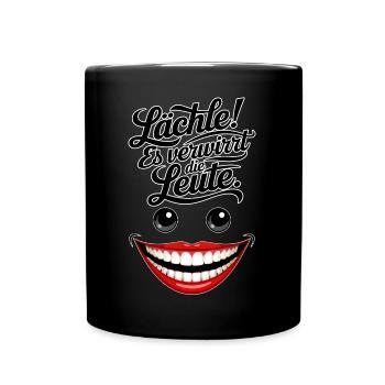 Immer lächeln - Tasse einfarbig - Schwarz - Vorne