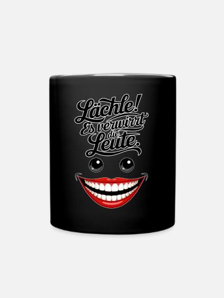 Immer lächeln - Tasse einfarbig - Schwarz
