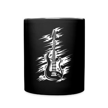 E-Gitarre mit scratch Effekt - Musiker und Bands - Tasse einfarbig - Schwarz - Vorne