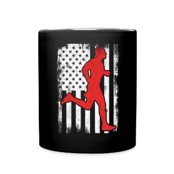 Patriotischer US Läufer - Tasse einfarbig - Schwarz - Vorne