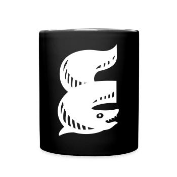 Fish Symbol | E Letter | white Vectorgraphic - Full Colour Mug - black - Front