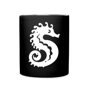 seahorse | letter S | white Vectorgraphic - Tasse einfarbig - Schwarz - Vorne