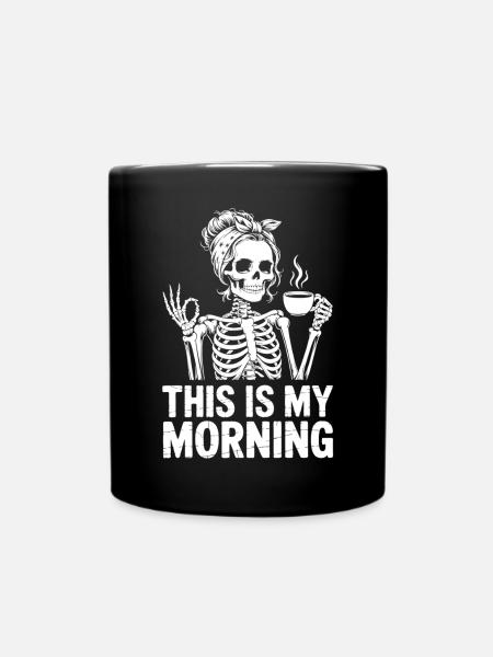 Skeleton Coffee Salutation du matin - Mug uni - noir