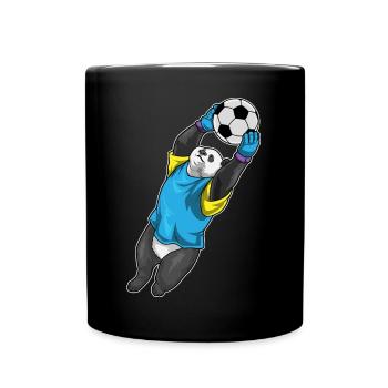 Panda Torwart Fußball - Tasse einfarbig - Schwarz - Vorne