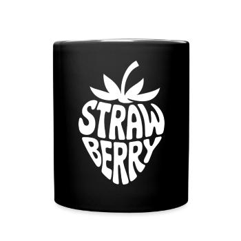 Strawberry Love Word Art - Full Colour Mug - black - Front