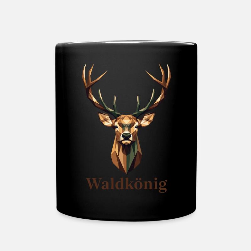 Cerf géométrique avec étiquette Waldkönig - Mug uni - noir