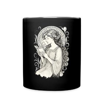 Book Books Reading Mrs. Art Nouveau Gift - Full Colour Mug - black - Front