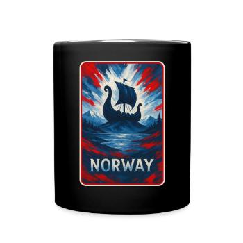 Norwegen Landschaft Flaggen Design - Tasse einfarbig - Schwarz - Vorne