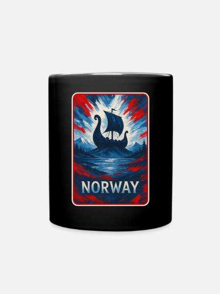 Norwegen Landschaft Flaggen Design - Tasse einfarbig - Schwarz