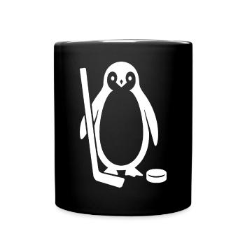Minimalistischer Pinguin Eishockeyspieler  - Full Colour Mug - black - Front