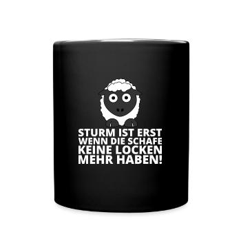 Sturm Schafe keine Locken Friesen Sprichwort - Tasse einfarbig - Schwarz - Vorne