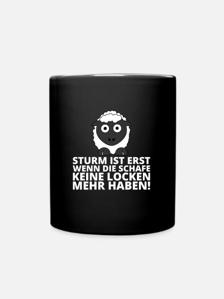 Sturm Schafe keine Locken Friesen Sprichwort - Tasse einfarbig - Schwarz