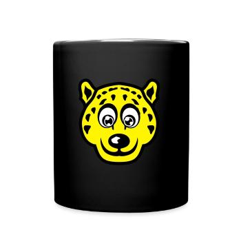leopards animaux rigolo cartoon dessin face 14 - Mug uni - noir - Devant