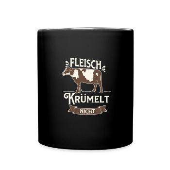 Fleisch krümmelt nicht - Grillen - Funshirt - Tasse einfarbig - Schwarz - Vorne