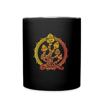 Yellow Orange Goa mushrooms - Full Colour Mug - black - Front