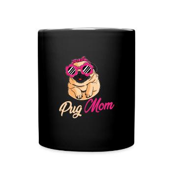 Pug Mom - Tasse einfarbig - Schwarz - Vorne