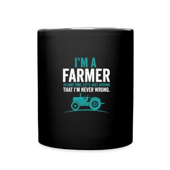 Bauer Shirt mit Traktor - Tasse einfarbig - Schwarz - Vorne