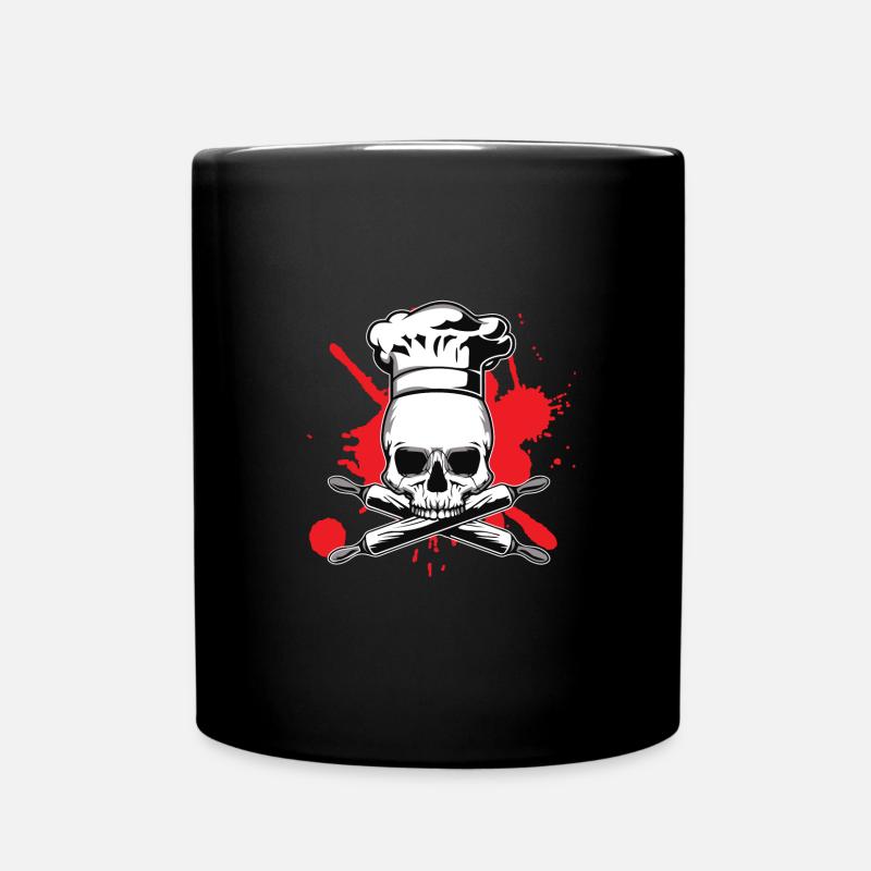 Totenkopf Chef-Koch Geschenk Shirt - Tasse einfarbig - Schwarz