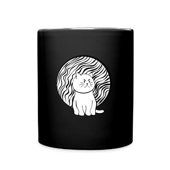 Happy Cat | Black & White - Tasse einfarbig - Schwarz - Vorne