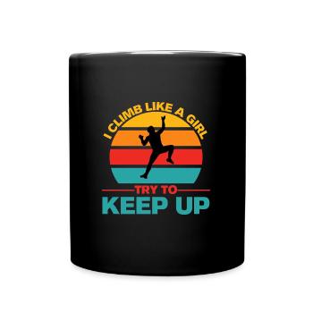 Vintage Climb Like A Girl Rock Climbing - Full Colour Mug - black - Front