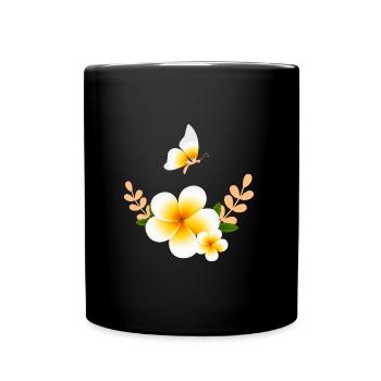 Frangipani Tempelbaum Plumeria Frangipani Blume - Tasse einfarbig - Schwarz - Vorne