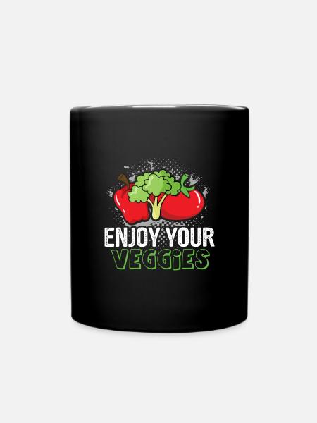 Ich werde mit Gemüse Betrieben, Vegetarier Veganer - Tasse einfarbig - Schwarz