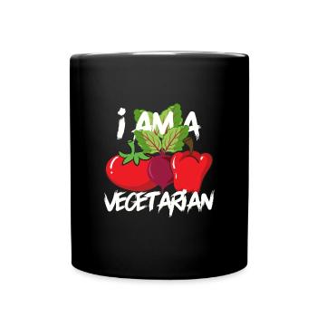 I am a vegetarian, vegetarian vegan - Full Colour Mug - black - Front