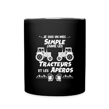 Agriculteur Tracteur et Apéro - Mug uni - noir - Devant